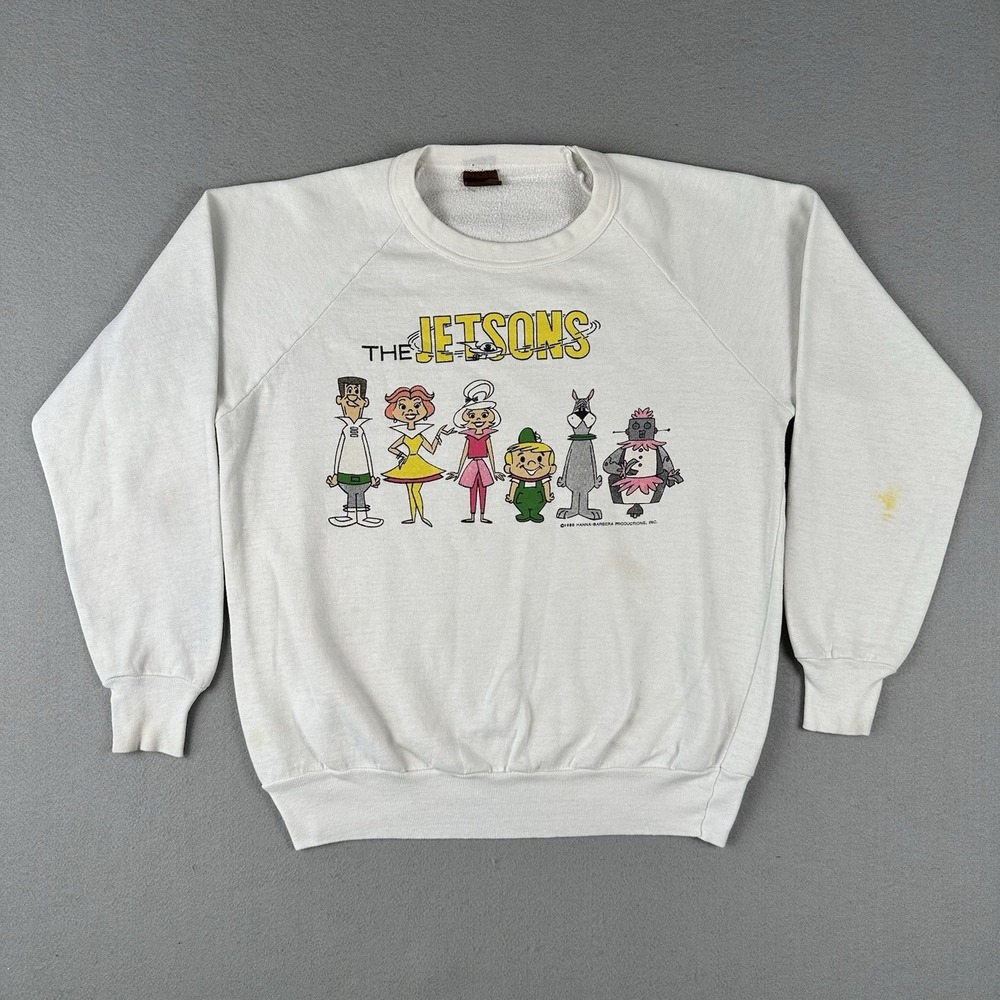 Vintage 80s The Jetsons Sweatshirt Men's Small White Double Sided‎ Cartoon 1985